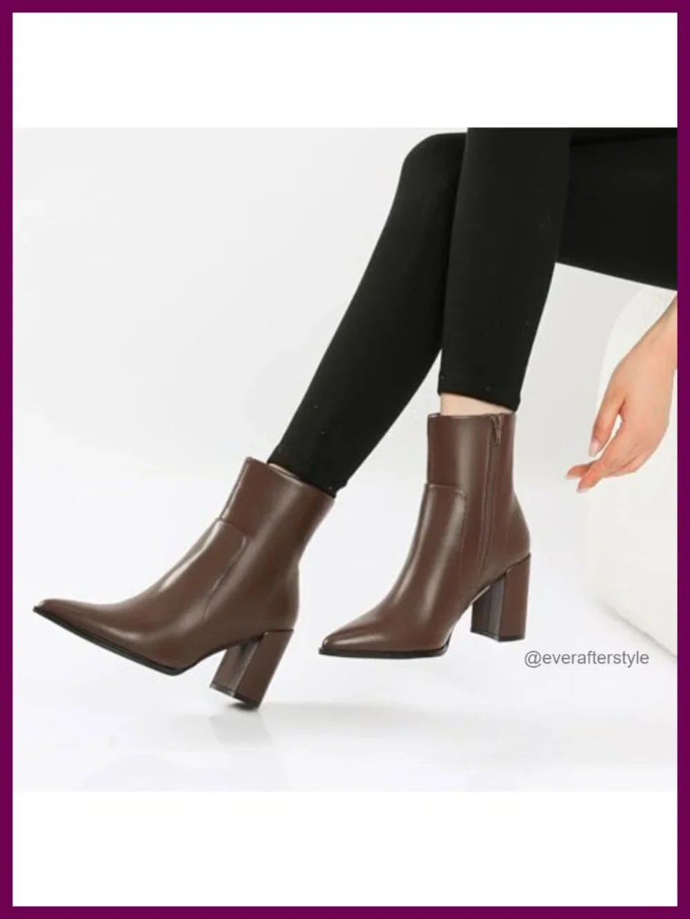 Chunky High Heel Ankle Booties with Block Heel Pointed Toe Slip On Leather Suede